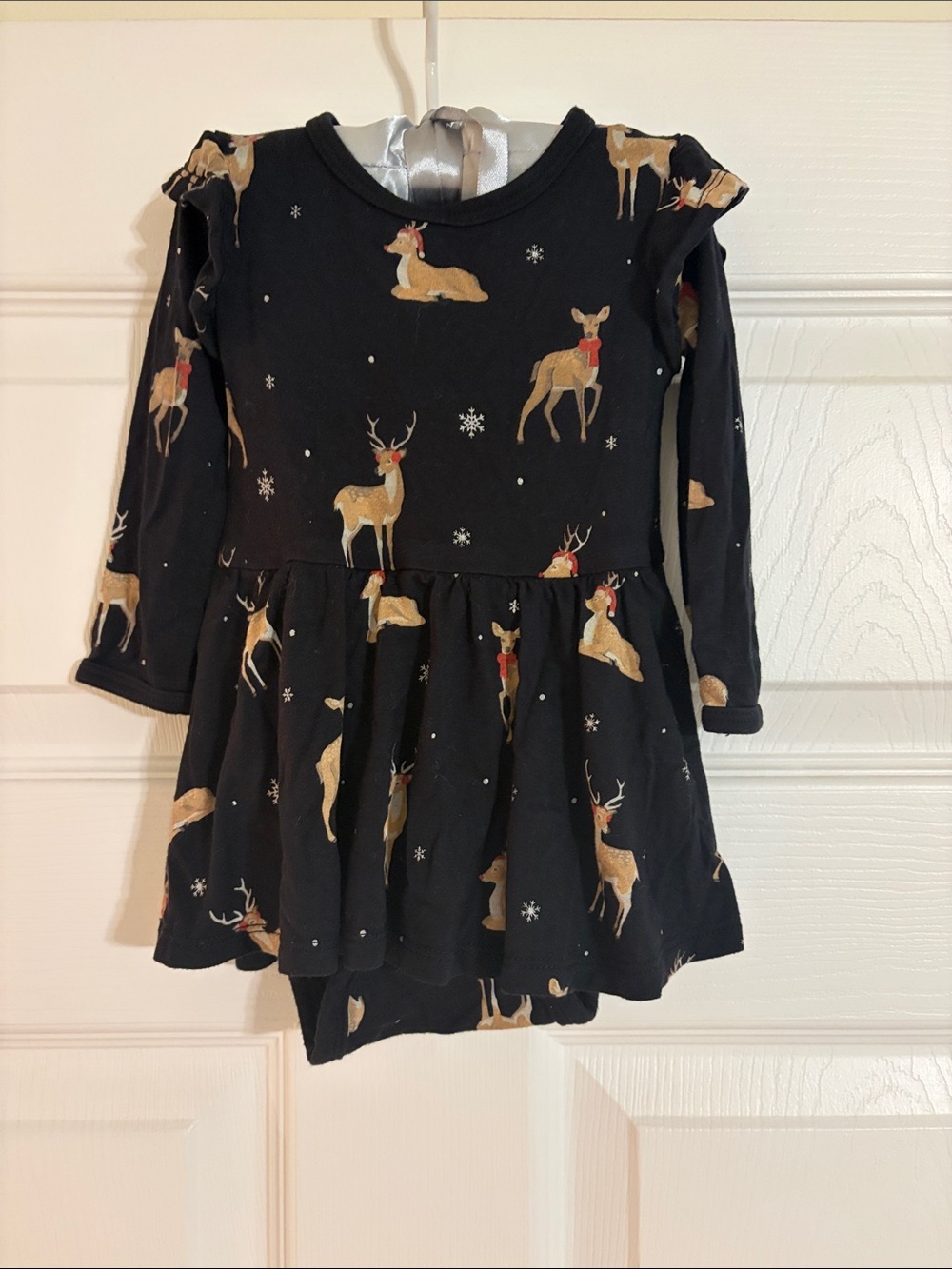 Kyte Baby Long Sleeve Skirted Bodysuit / Twirl Dress - Midnight Deer 3-6 mon
